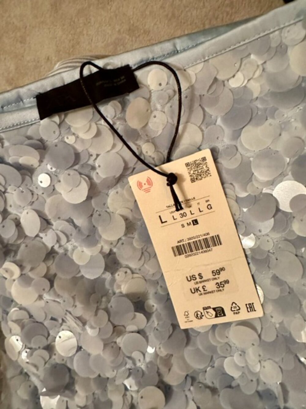 Zara Coin Sequin Mini Skirt | Icy Blue - Picture 3 of 5